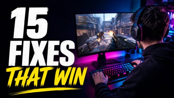 Thumbnail made with Omere Design for a gaming channel: 15 settings fixes that win games