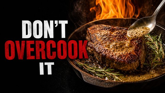 Thumbnail made with Omere Design for a cooking channel: do not overcook your steak