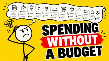 Thumbnail made with Omere Design for a stickman animation: spending without a budget