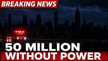 Thumbnail made with Omere Design for a breaking news report: 50 million without power