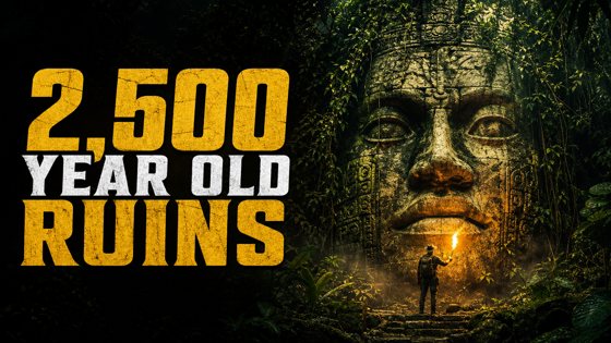Thumbnail made with Omere Design for a history channel: 2,500 year old ruins found in the Amazon
