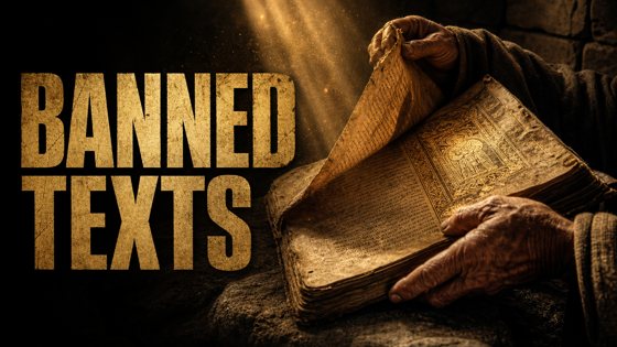 Thumbnail made with Omere Design for a faith channel: banned texts cut from the Bible